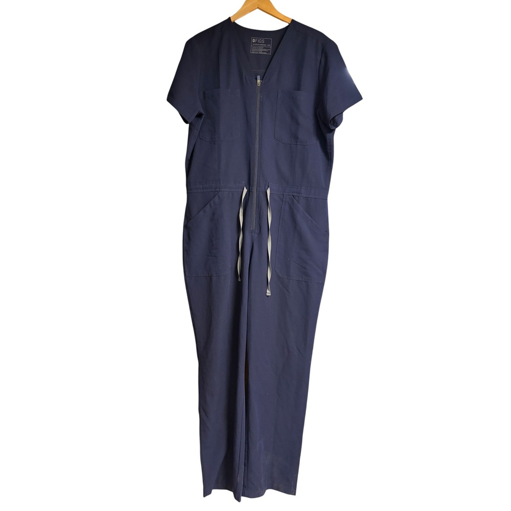 FIGS Technical Collection Navy Blue Rafaela Scrub Jumpsuit XXL W42 L31 Front Zip